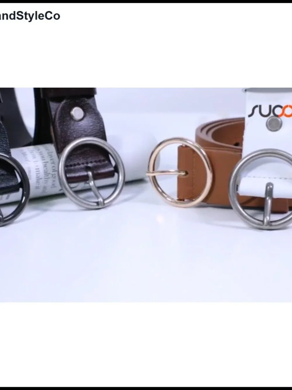 Genuine Leather Belt for Women with Classic Round Buckle